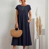 European & American Solid Color Sleeveless Loose Cotton Linen Pocket Dress 2024 In Stock