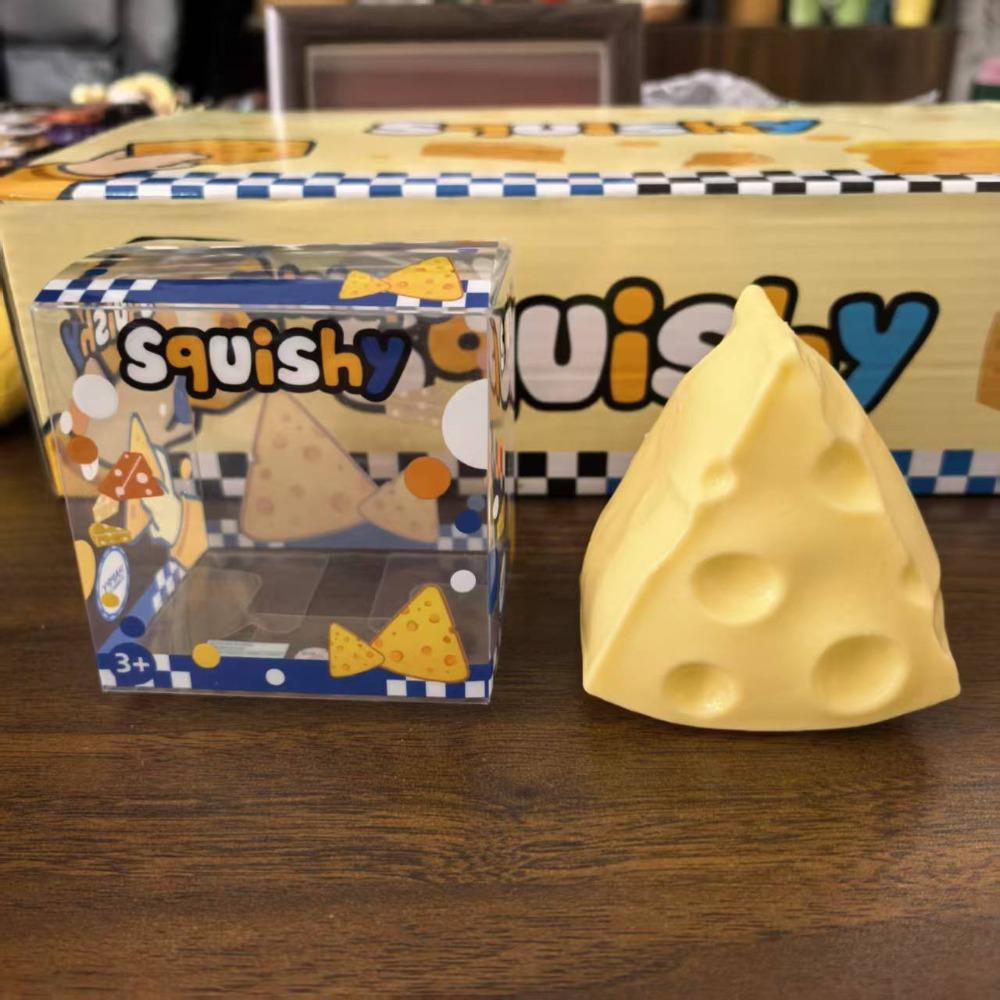 Moldable Cheese Squishy Toy Triangle Sensory Fidget Ball Novelty Cheese Cube Ball Xmas Gift