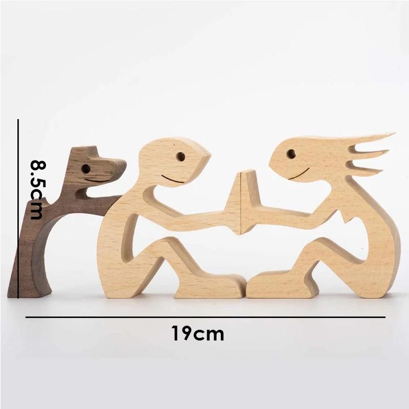 Деревянная фигурка в виде семейного щенка, настольное украшение для стола, резьба по дереву