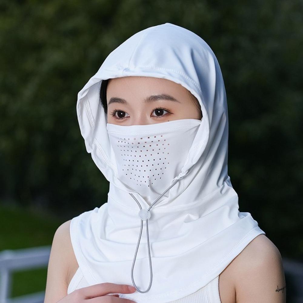 Летняя шляпа от солнца с защитой от УФ-лучей, с маской-шалью, дышащая, из ледяного шелка, шапка-пуловер, повязка на голову, унисекс, пляжная кепка для занятий спортом на открытом воздухе