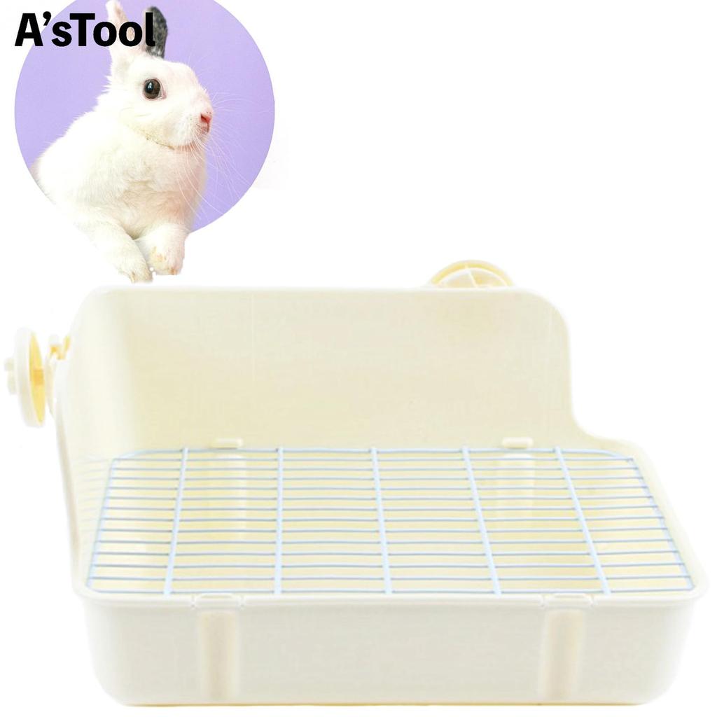 A'sTool Rabbit Toilet Cage with Slatted Floor, Rectangular, Fixed, for Degus, Chinchillas, Ferrets, and Guinea Pigs (White)