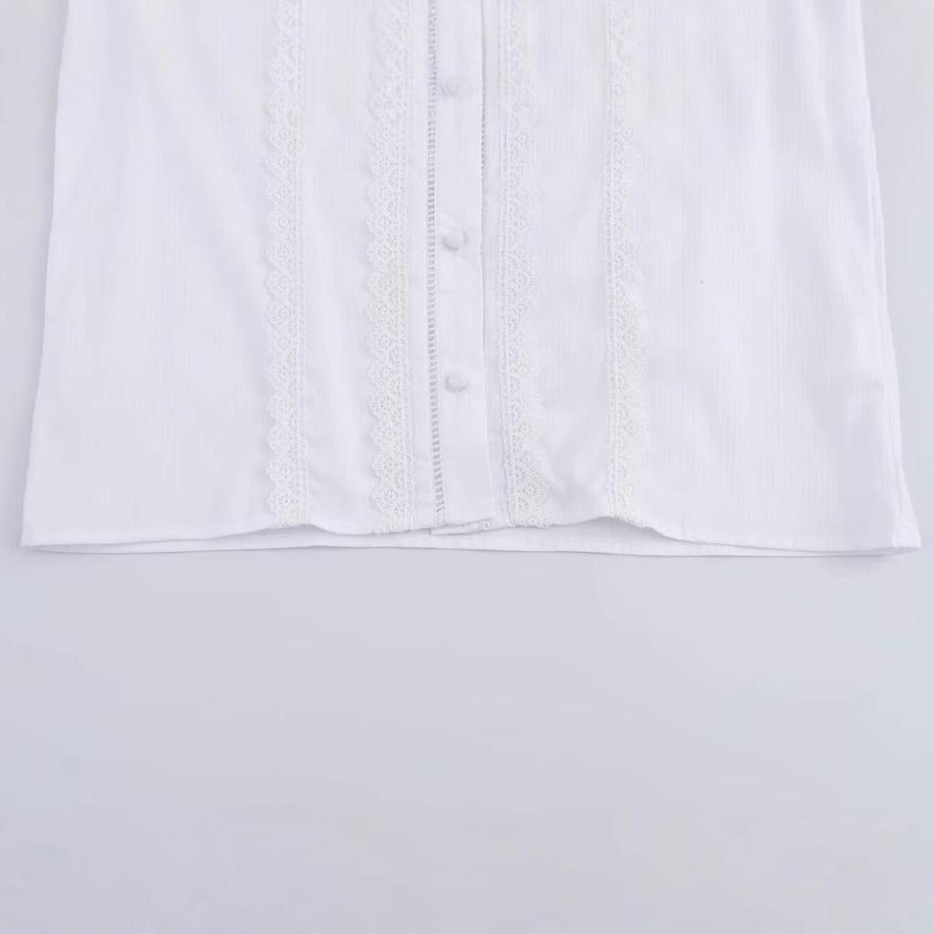 2025 Spring Women's European & American Fashion Vertical Lace Romantic Top