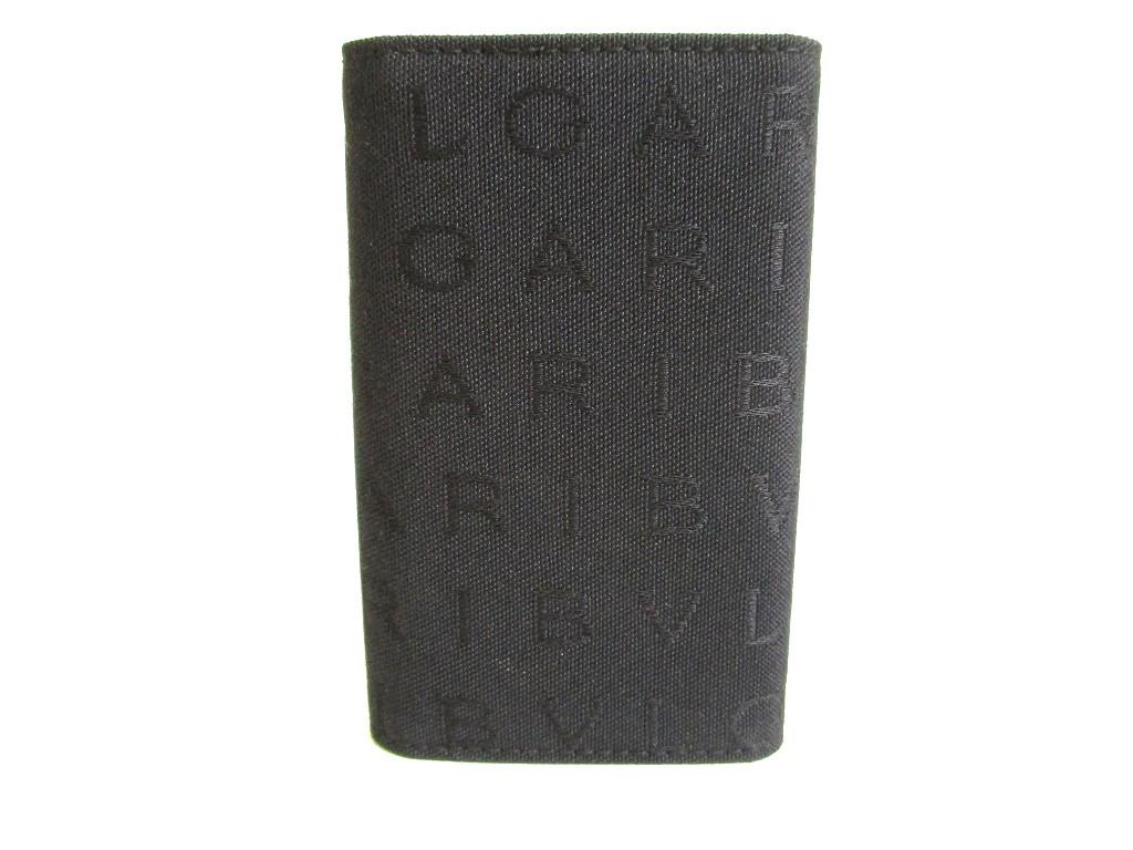 Authentic BVLGARI Black Canvas Leather Logo Mania 6 Pics Key Cases #9642  Open box