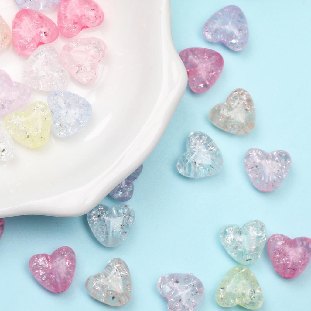 Creative Handmade 9.8*11mm Heart Shape Jewelry Accessories DIY Crack Loose Beads Fashion 50Pcs