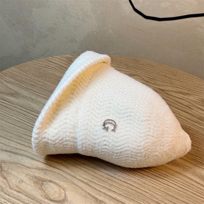 New Elegant Curling Top Hat Women's Foldable Basin Hat Bucket Hat Autumn and Winter Warm Hat