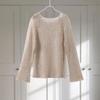 Elegant Women's Sequins Hollow Out Pullover Loose Knit O-neck Long Sleeve Female Sweater 2025 Spring Summer Lady Sexy Glitter Pullovers