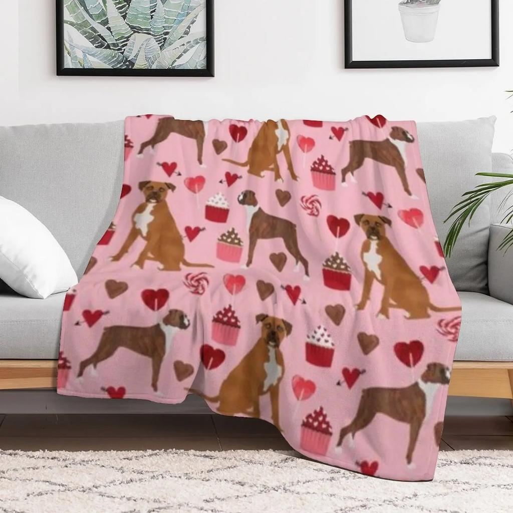 BOXER VALENTINES DAY Throw Blanket Cozy Microfiber Throw Blanket for Home Bedroom