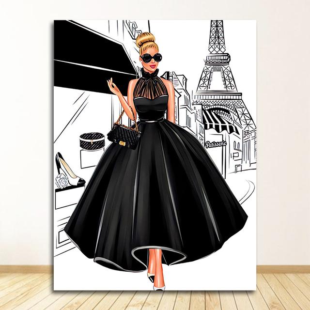 Плакаты и принты, настенные картины для гостиной, модная сумка для девочек, воздушный шар, салон шампанского, настенная живопись с принтом на холсте, скандинавская картина