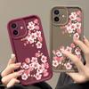Для iPhone 16 Pro Max 15 Pro 14 Plus 13 12 11 XS 8 7 чехол для телефона розовый цветочный принт матовый противоударный защита линз TPU мягкий бампер чехол