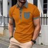 Men's Casual Polo Shirt Lapel Button Color Matching T-Shirt Top