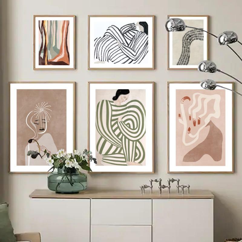 Абстрактный Минимализм Постер Линии Ваза Геометрическое Искусство Постеры и Принты Холст Живопись Скандинавское Настенное Искусство Гостиная Домашнее Украшение
