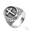 Ювелирные изделия HIPHOP, мужское кольцо с вакуумным позолоченным крестом из титановой стали, сохраняющее цвет