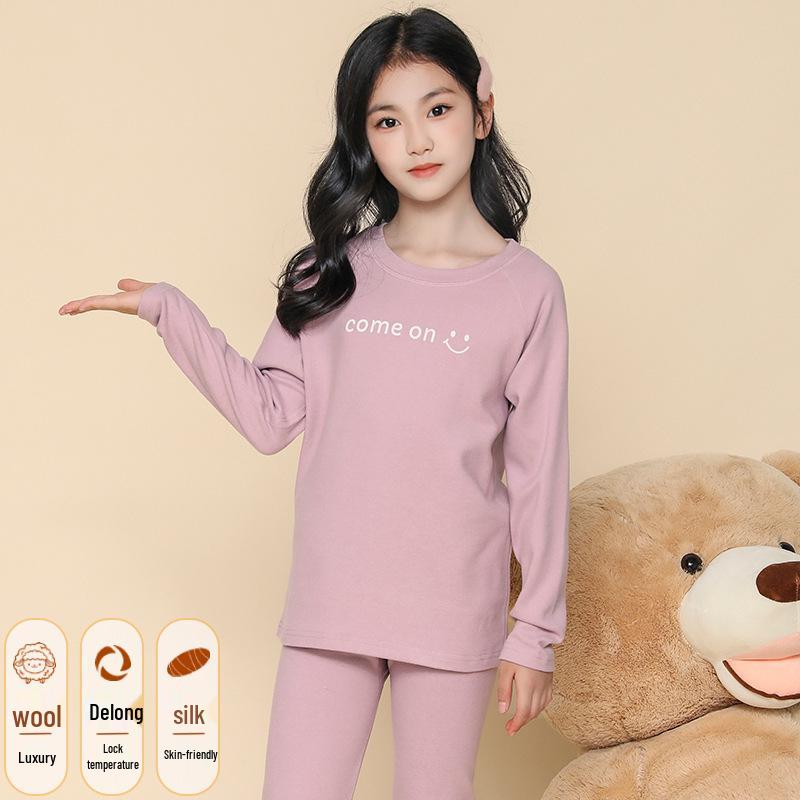 Девочки, утолщенный велюровый пижамный комплект: Теплая осенне-зимняя пижама для подростков и детей