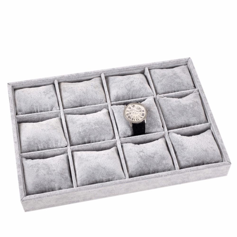 12 Adjustable Compartments Jewelry Display Trays Flannel Bracelet Display Tray Necklace Display