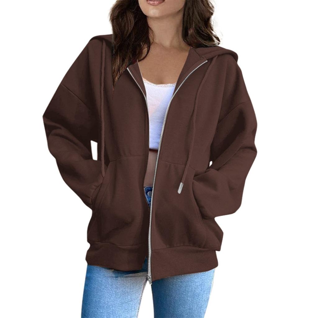 Women's Hooded Jacket, Regular Version Long Sleeved Jacket with Drawstring Cap, Casual Wear, Durable Fabric, High-quality Jacket, Office Wear