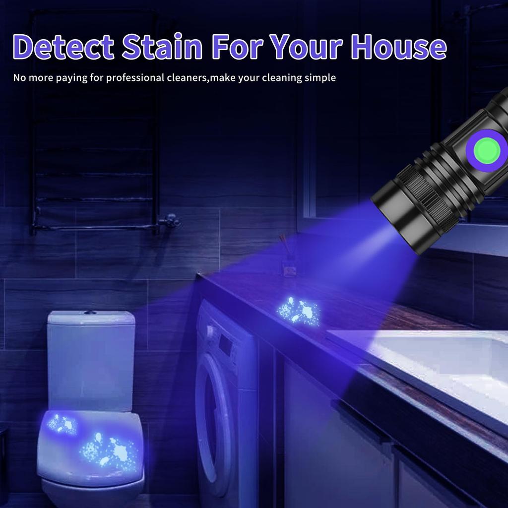Мощный УФ Черный USB 365 нм Мини Черный Портативный Ручной УФ Фонарик с Регулируемым Светодиодным Ультрафиолетовым Светом для Смолы и Обнаружения Мочи Домашних Животных