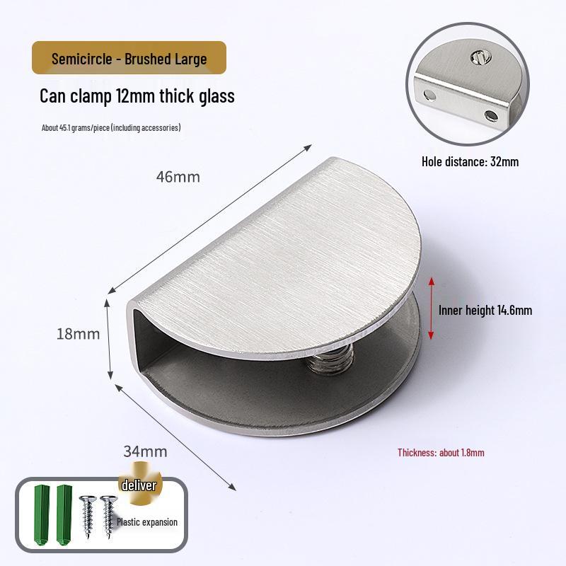 Полукруглый квадратный зажим для стекла из нержавеющей стали, кронштейн для полки