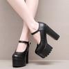 10cm 14cm Small Size 32-43 Sexy Shallow Thick Chunky Platform Shoes Women 2025 Spring Block High Heels Shoes Dress Model Party