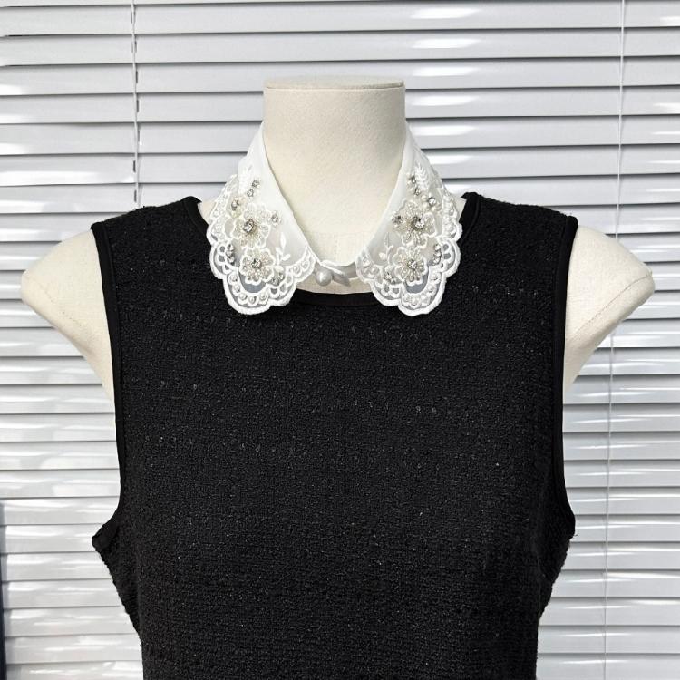 Элегантный многоразовый ложный воротник, украшенный искусственным жемчугом, удобный полиэстер, улучшитель воротника для деловой встречи