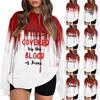 Women's Fashion Casual Long Sleeve Halloween Printed Neck Sweatshirt Top