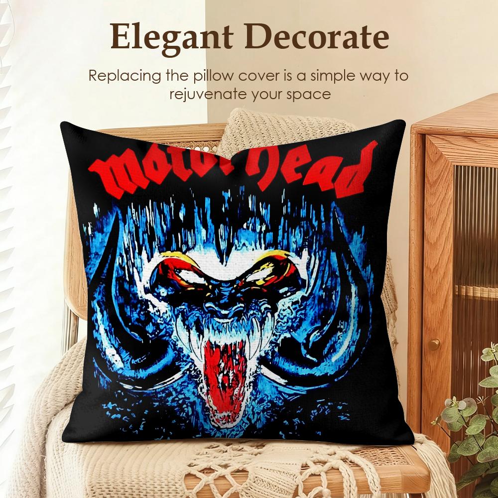 Band MMotorhea Cushion Cover Natural Linen Organic Fabric DoubleSided Printing Sofa Home Decor Gift Pillow Case