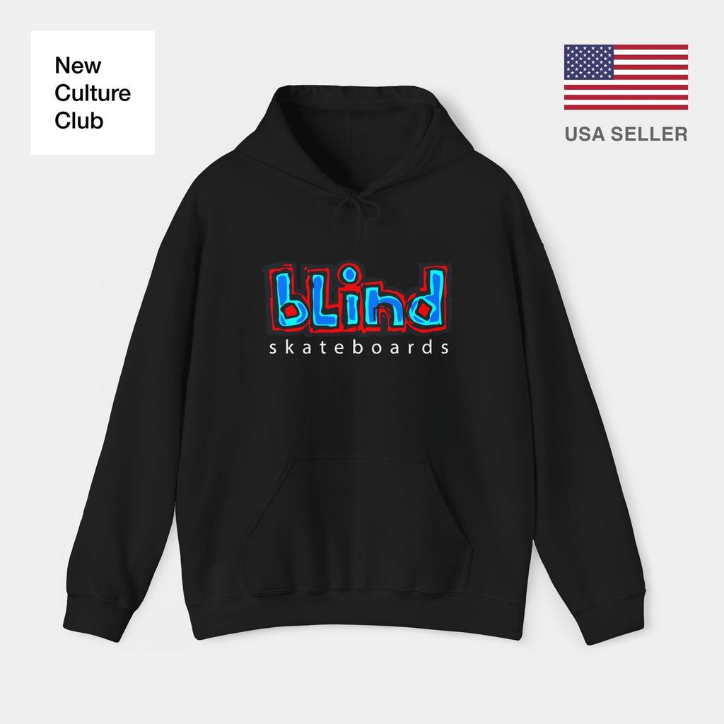 blind skateboards Vintage Logo v3 Creager Blue Retro Classic Skate Hoodie Print