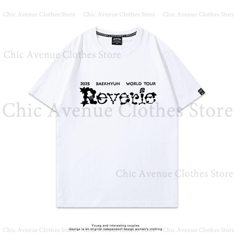 Футболка с принтом концерта BAEK HYUN Reverie для фанатов, повседневная летняя топ, хлопковая футболка с коротким рукавом, повседневная одежда, футболки для женщин