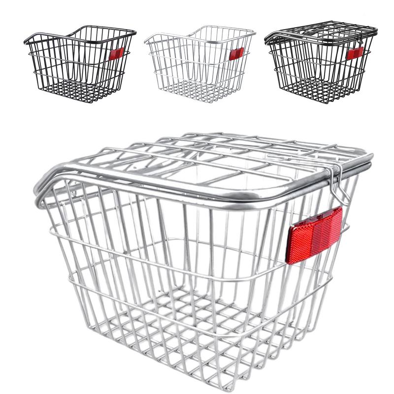 Bike Rear Basket With Rear Light Bicycle Rear Seat Storage Basket Metal Large Rear Cycle Rack Frame Cycle Rear Shelf For Cycling
