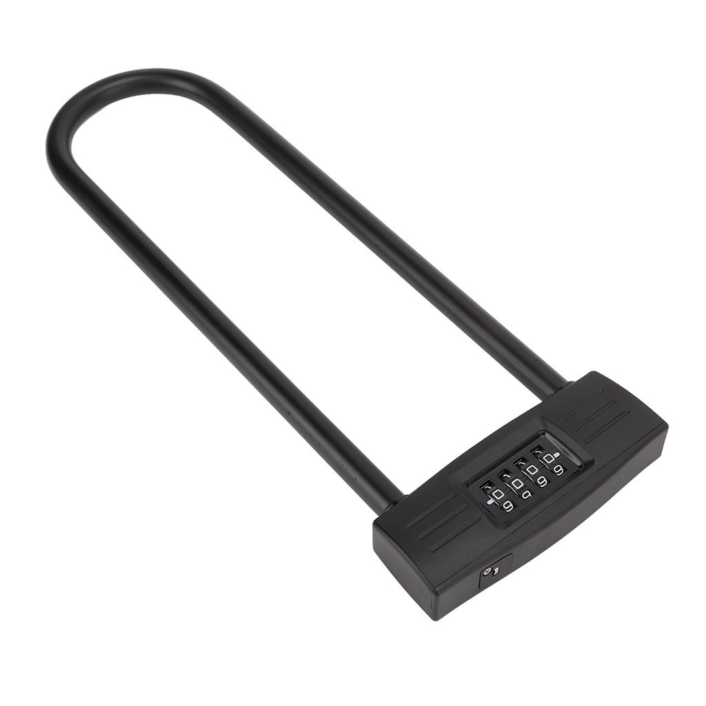 Lengthen 4 Digit Combination U Lock Anti Theft Long Shackle Resettable Padlock for Bicycle Motorcycle Electric Scooter