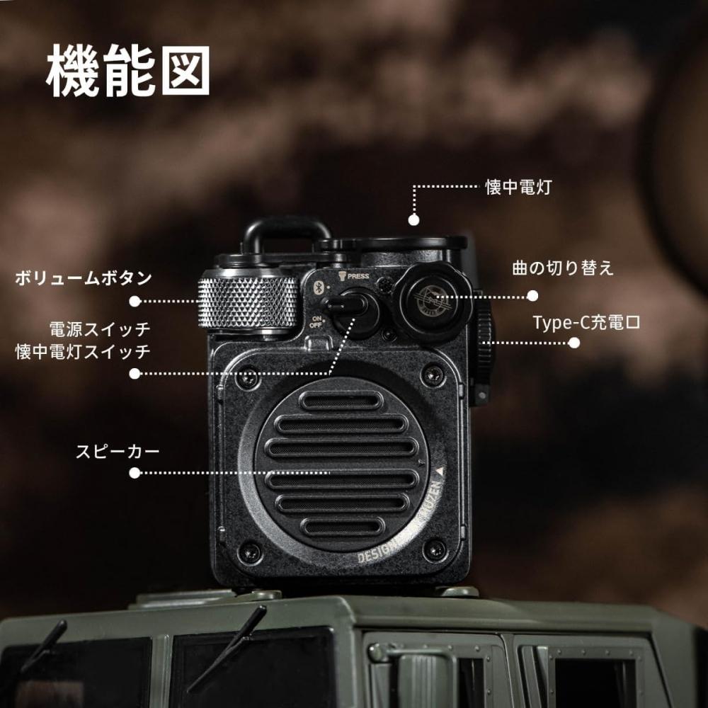 Muzen Wild Mini 2-го поколения, портативный уличный небольшой динамик с Bluetooth, водонепроницаемостью IPX5, зарядкой Type-C, 8 часов непрерывного воспроизведения, 3 режима, фонарик