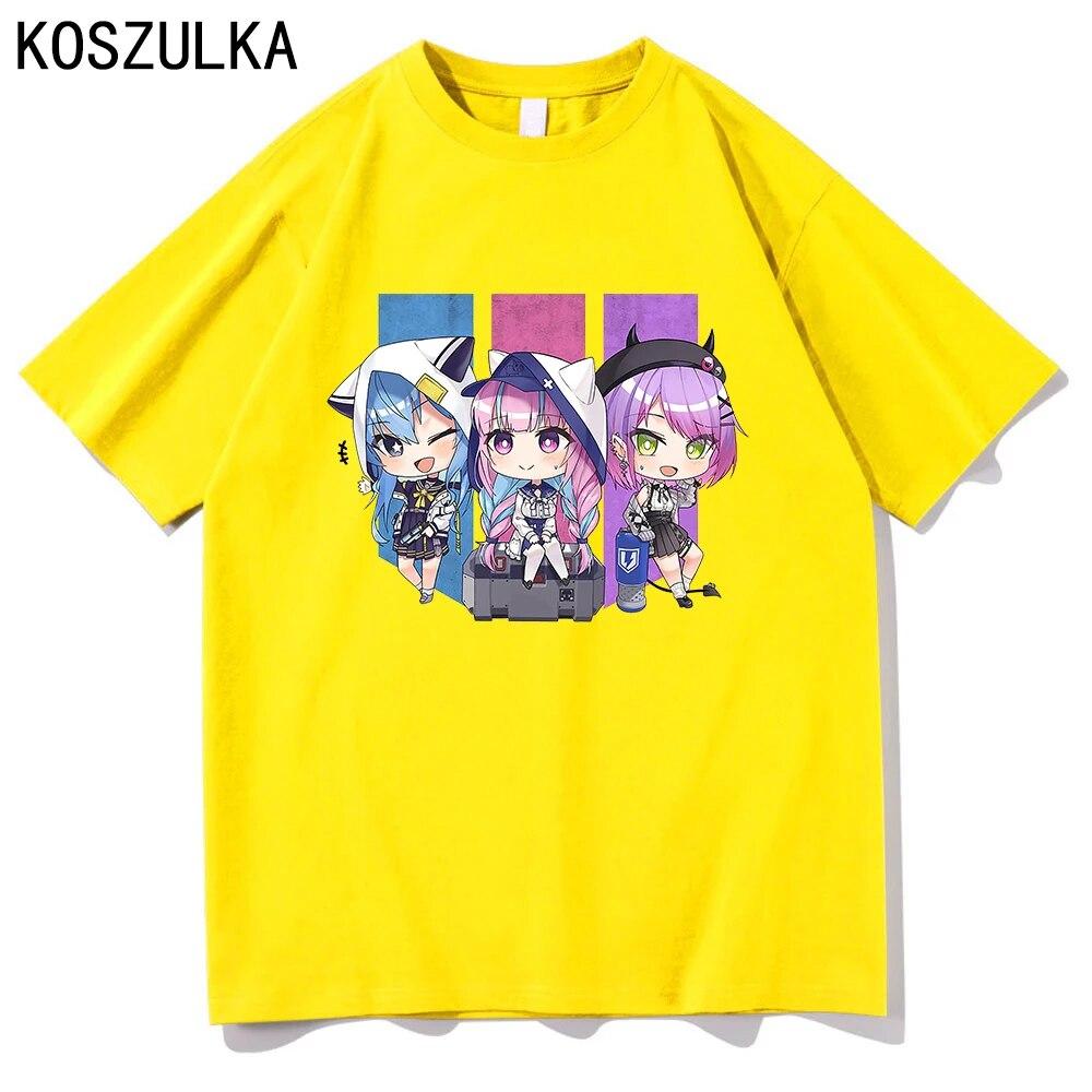 Футболка Calliope Anime Hololive Suisei, хлопковая футболка, летние футболки Kawaii Pavolia Reine, одежда, забавная женская/мужская толстовка унисекс