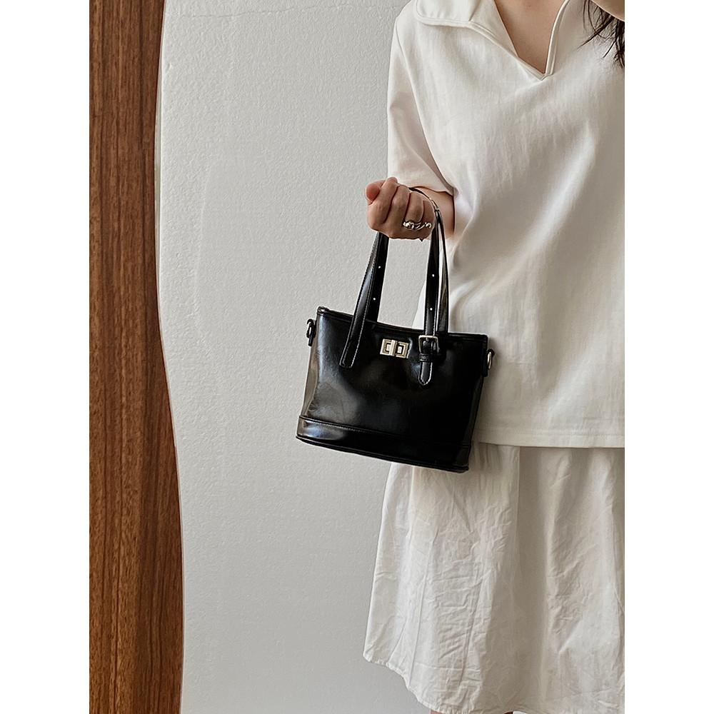 IELGY Ladies Messenger Bag Fashion Black Bucket Bag