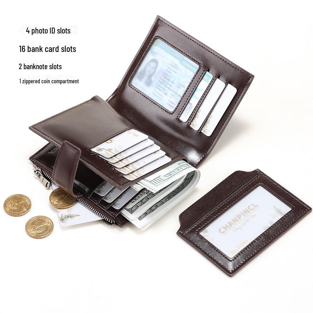 Мужской короткий кошелек для карт из масляной кожи - Crossborder C Brand First Layer Cowhead для водительских прав и многофункционального держателя карт