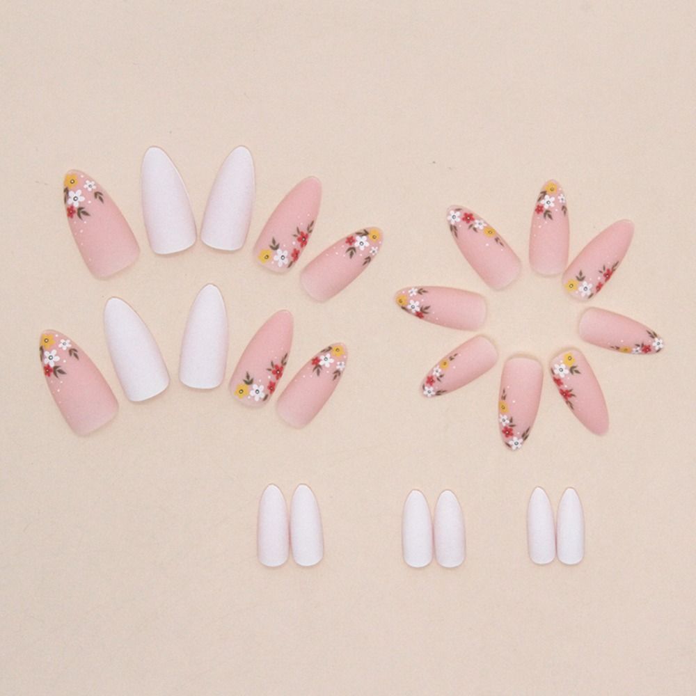 Long Almond False Nails French Nail Tips Manicure Press On Nails Women