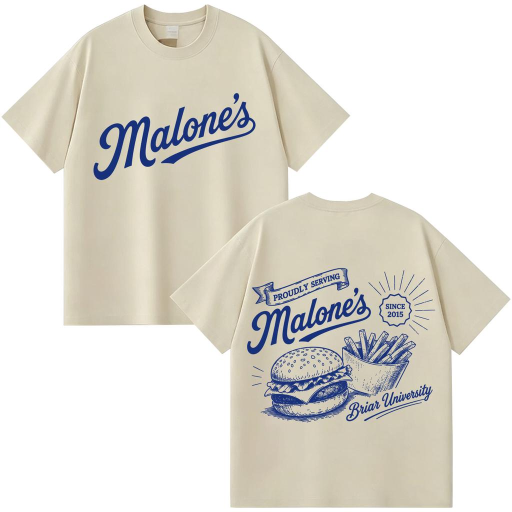 Off Campus Malones Burger Graphic T Shirts Unisex WoUnisex Fashion Vintage Harajuku Short Sleeve Oversized Cotton Summer Tshirt Gift