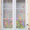 Creative Colorful Flower Butterfly Window Stickers Home Glass Window,Colorful Floral Bouquet Window Sticker