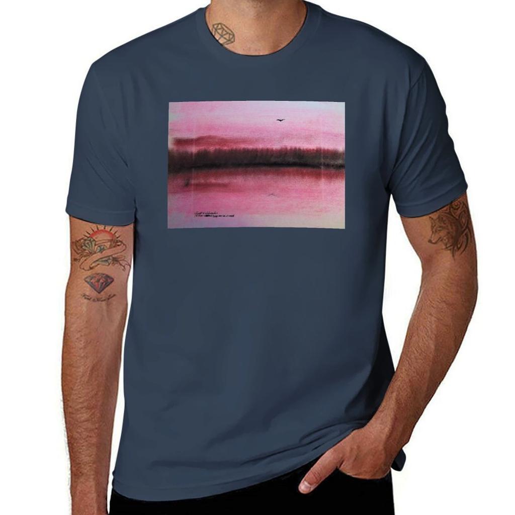 Bird Flying Over Lake at Sunset TShirt Urban Style Print TShirt