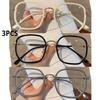 3PCS Women's Anti Blue Light Myopia Glasses, Fashionable Ultra Light Large Frame Glasses, Personalized High-end Myopia Glasses