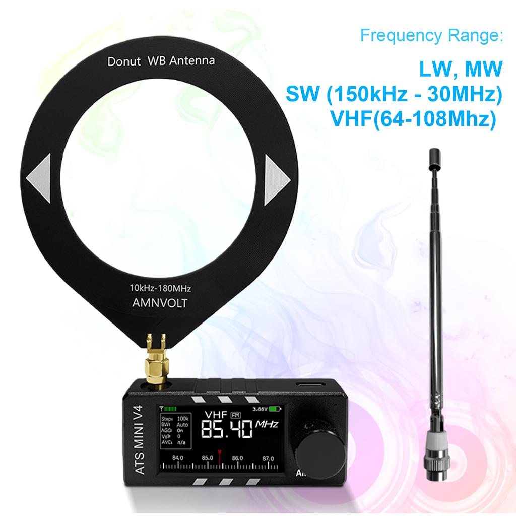 AMNVOLT V4 ATS MINI SI4732 Радиоприемник Полный диапазон DSP Радио FM AM SSB LSB USB Приемник со встроенным Hi-Z Усилителем для наушников с 2 Антеннами