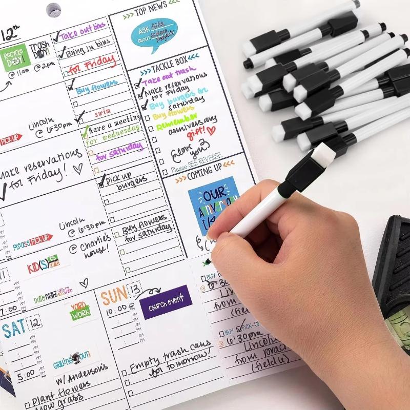 Dry Erase Markers with Eraser Cap 5/10PCS Smooth Writing Erasable Pens for Office Meeting Whiteboard Training Classroom