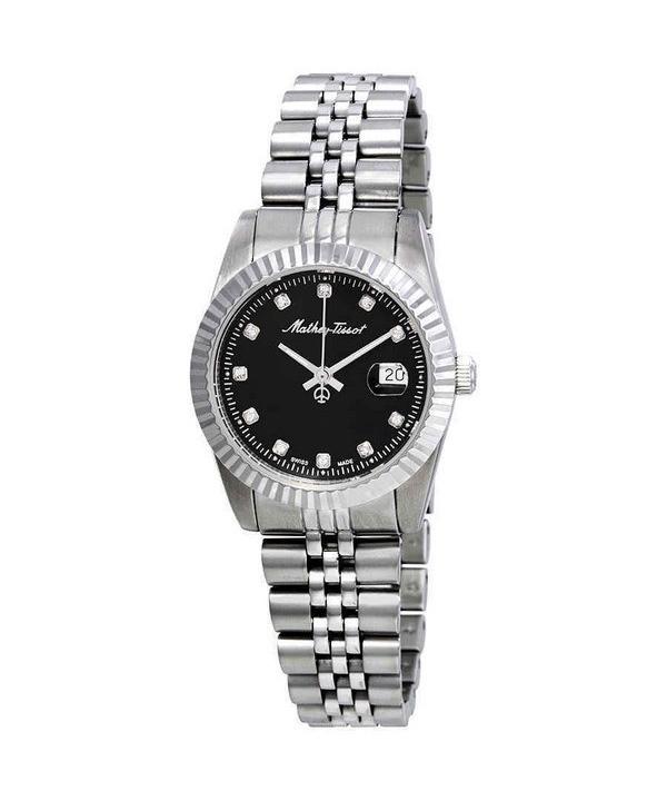 Mathey-Tissot Mathy III Кварцевые женские часы из нержавеющей стали с черным циферблатом D810AN