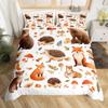 Cute Animals Duvet Cover Bear Hedgehog Bedding Set for Kids Boys Girls Pumpkin Mushroom Leaf Comforter Cover Autumn Quilt Cover