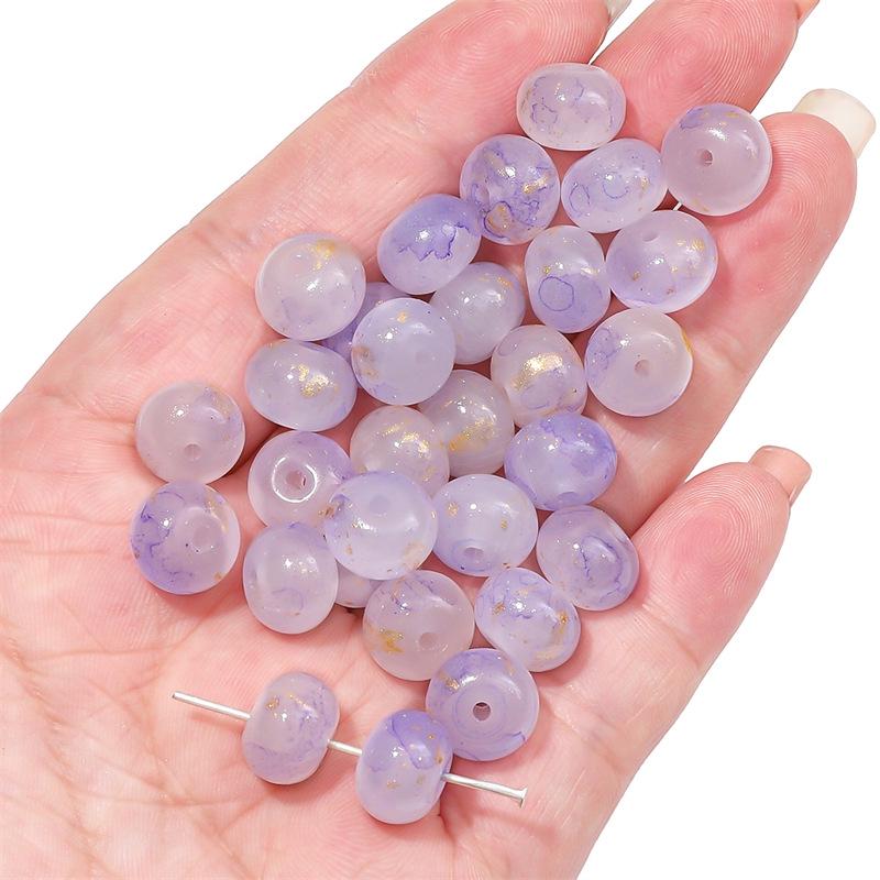 Бусины-абакус из омбре стекла с золотыми вкраплениями для изготовления украшений своими руками