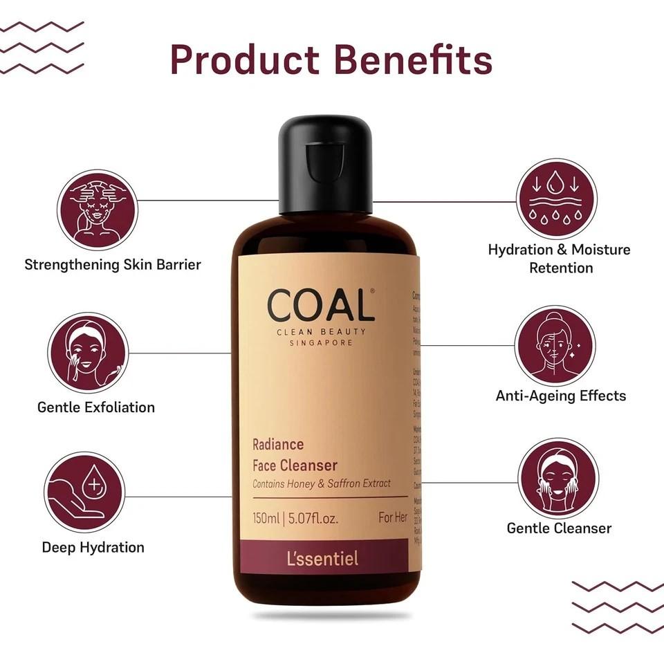 Coal Clean Beauty Radiance Face Cleanser For Brightening Skin 150ml