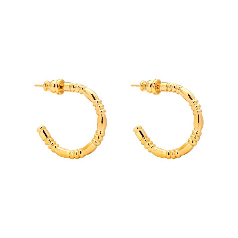 Simple and elegant gold bamboo earrings ins wind temperament stud earrings niche design exquisite jewelry factory