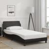 VidaXL Bed Frames with Headboard, Upholstered Bed with Slatted Base, Single Bed with Bedroom Footboard, Black 100x200 Cm 373138