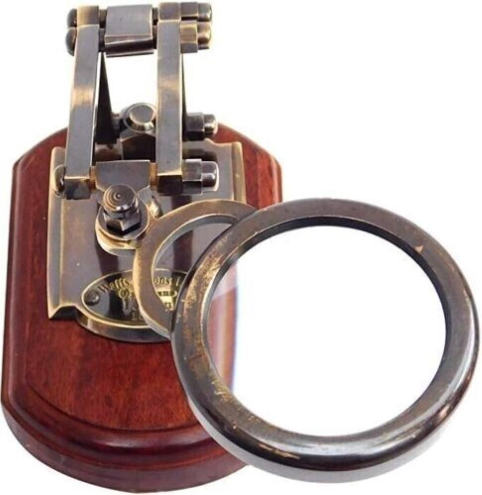 Nautical Desk Magnifier Wooden Base Foldable Magnifying Glass