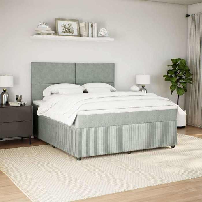Maison Exclusive - Sommier à lattes de lit et matelas Gris clair 180x200cm Velours