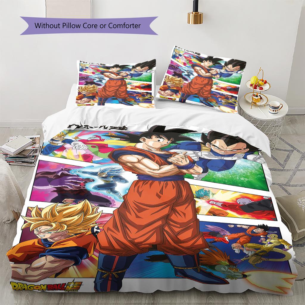 Постельное белье с рисунком DRAGON BALL, Комплект с одеялом, Пододеяльник, Наволочка, Домашний подарок на день рождения (1 пододеяльник + 2 наволочки, без наполнителя)