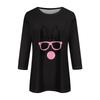 Women's Fashion Casual Seven Sleeve Valentine's Day Printed Pullover Top